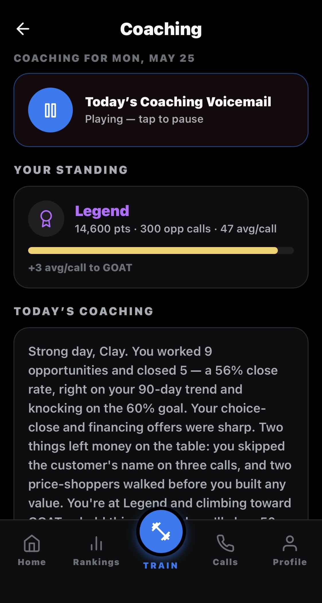 Daily AI coaching session